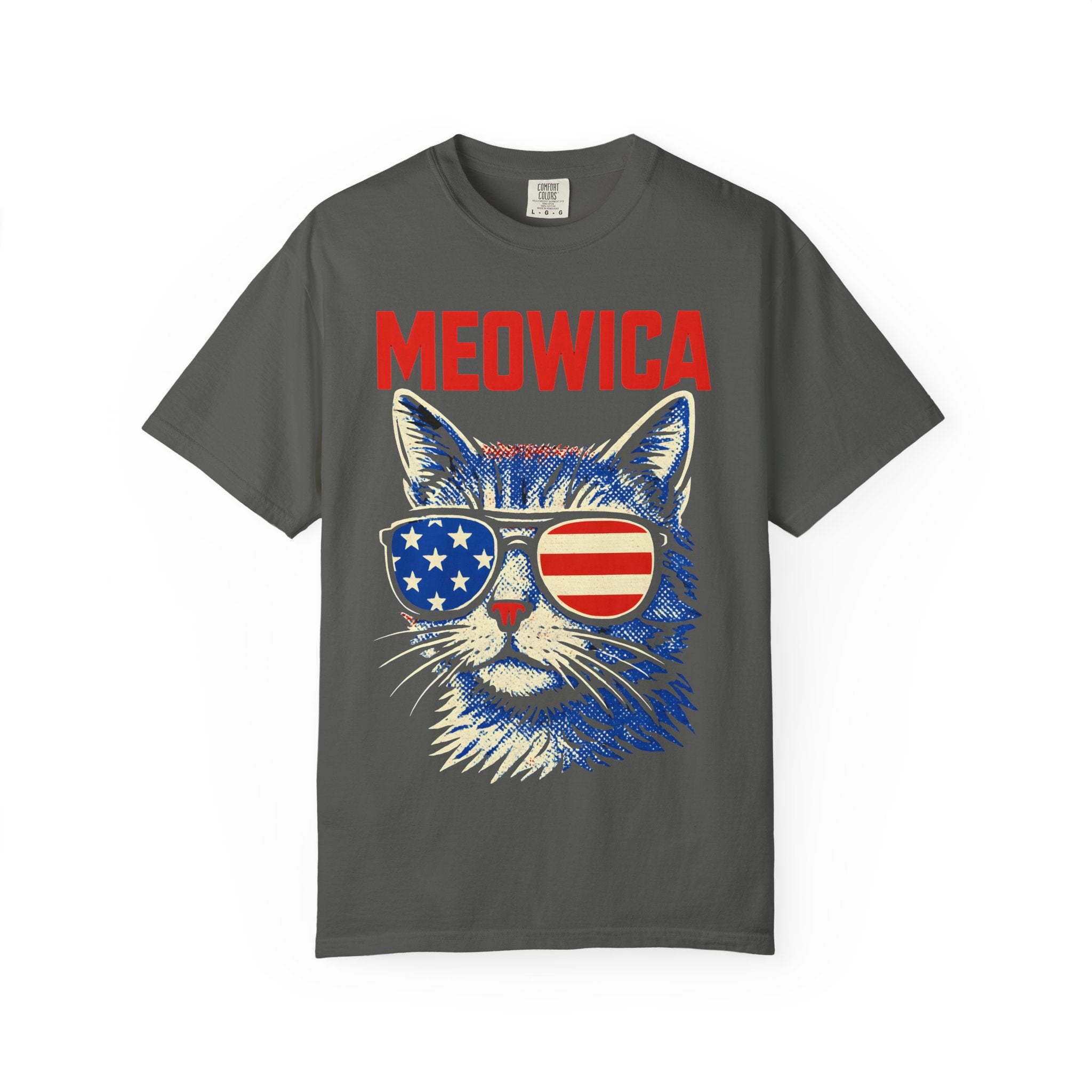 Meowica Cat T-Shirt — Patriotic American Flag Sunglasses Tee