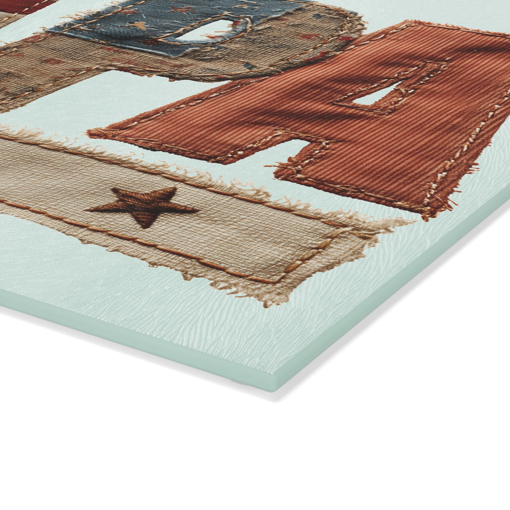 Patriotic 'PAPA' Glass Cutting Board for Home Decor