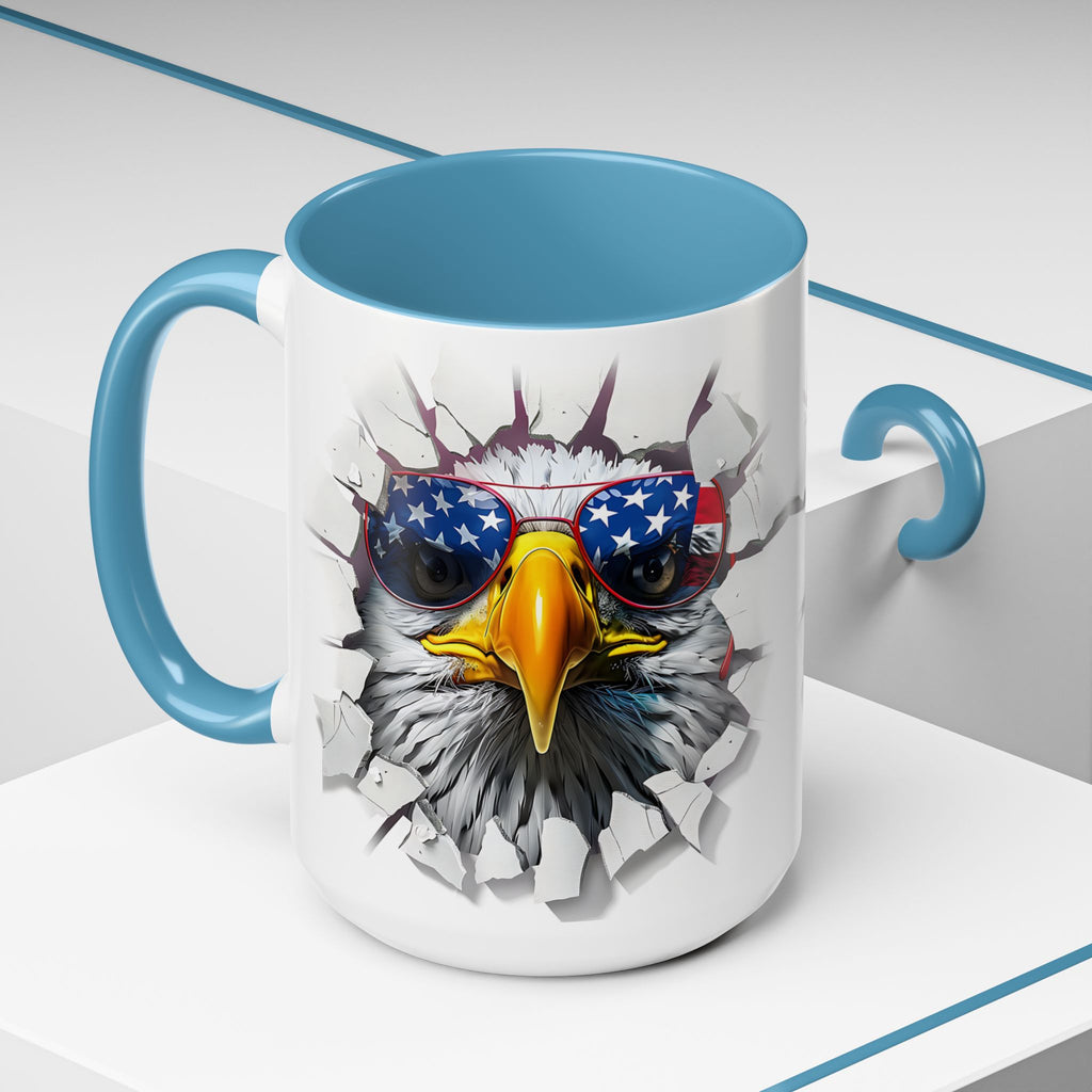 American Eagle Coffee Mug with USA Flag Accent Design