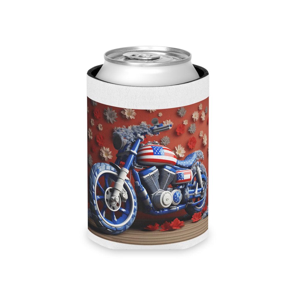 American Flag Motorcycle Can Cooler for Patriotic Gatherings