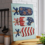 Patriotic Popsicle Glass Cutting Board for Kitchen Prep