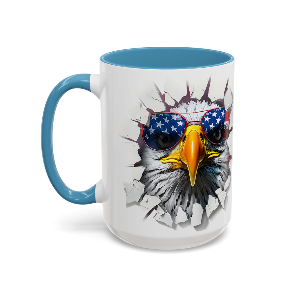 American Eagle Coffee Mug with USA Flag Accent Design