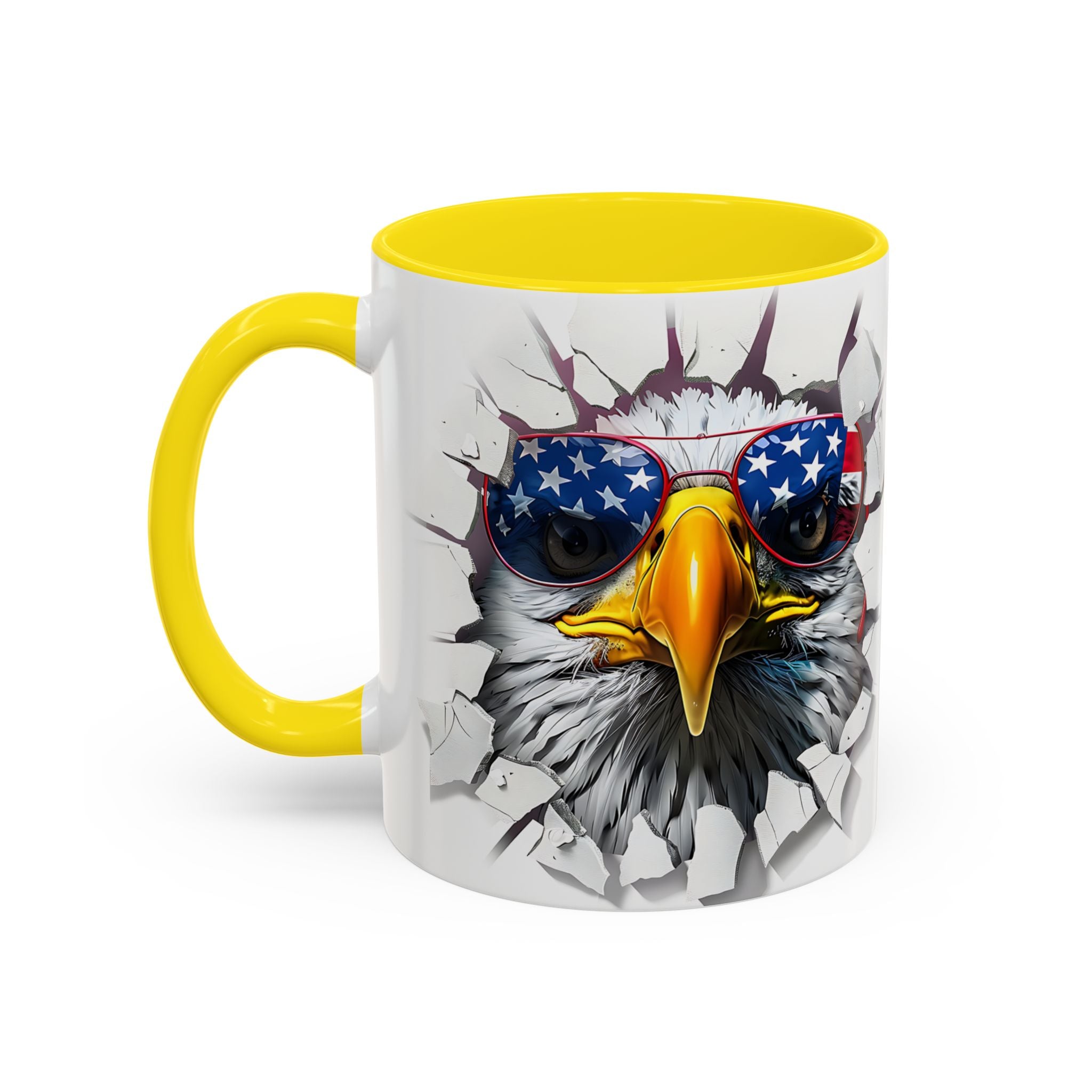 American Eagle Coffee Mug with USA Flag Accent Design