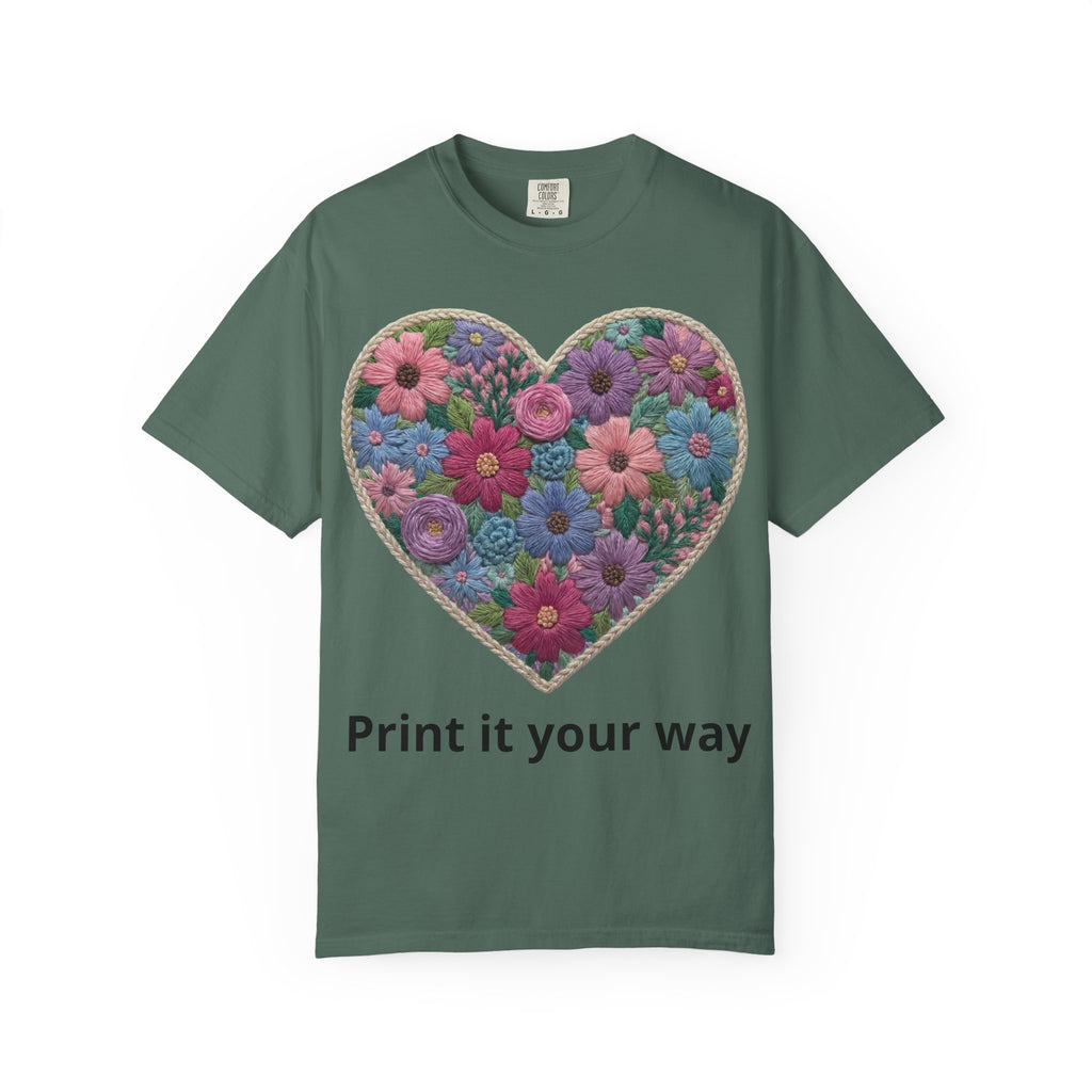 Floral Heart T-Shirt — Colorful Bouquet Heart Graphic (Print It Your Way)