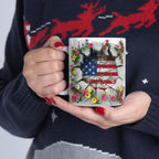 Patriotic Floral Eagle Ceramic Mug - Comfortable C-Handle