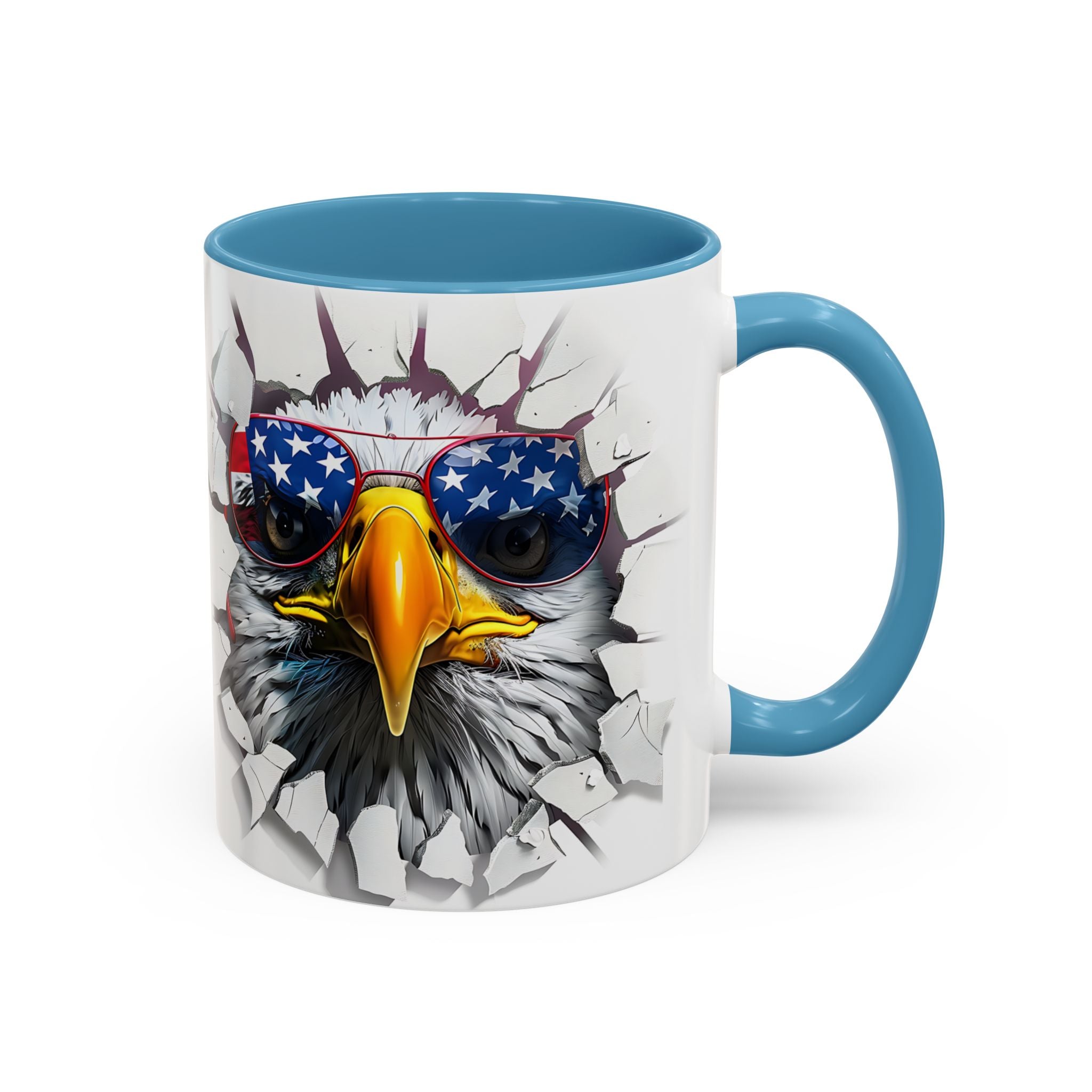 American Eagle Coffee Mug with USA Flag Accent Design