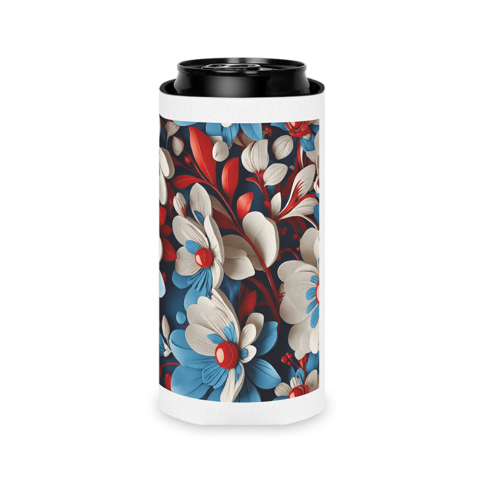 Floral Patriotic Can Cooler for Festive Gatherings