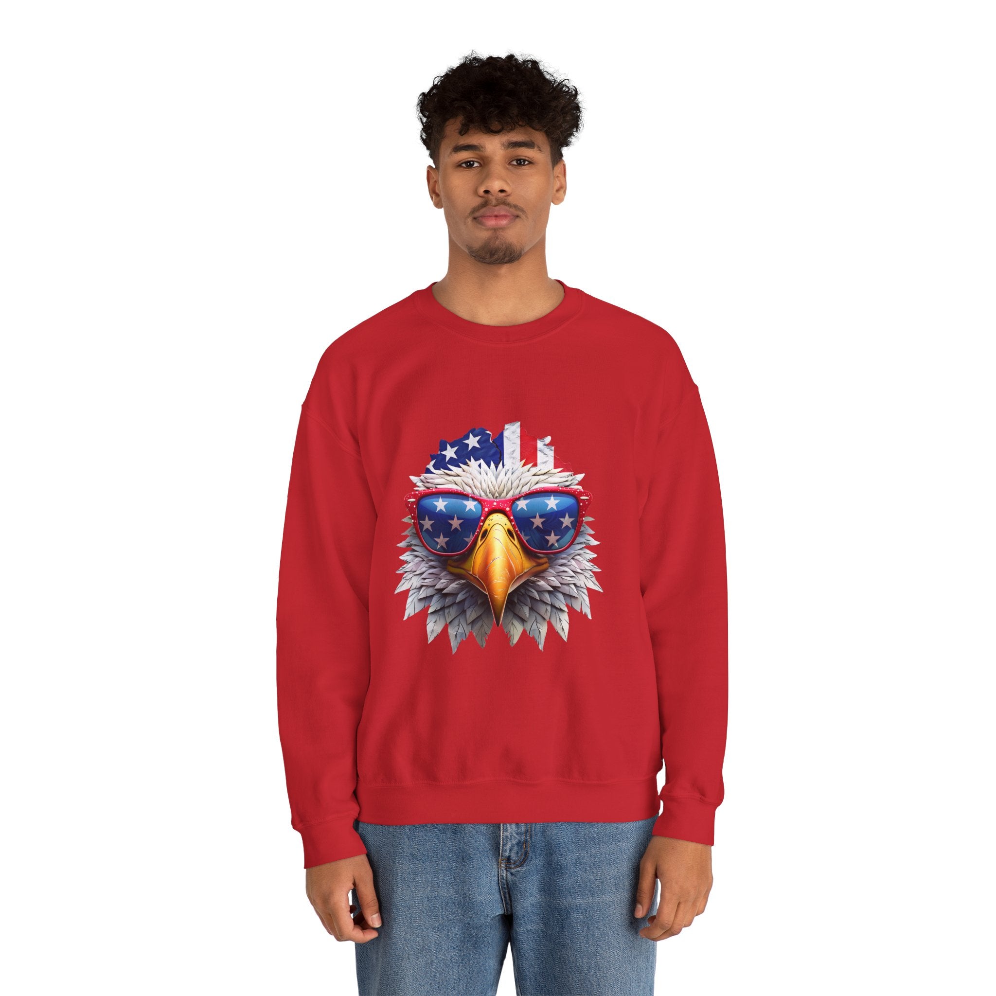 Eagle American Flag Sunglasses Crewneck Sweatshirt