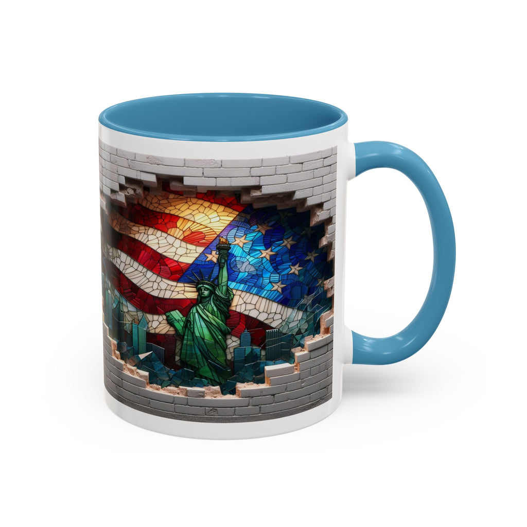 American Flag & Statue of Liberty Accent Coffee Mug – Patriotic USA Ceramic Mug