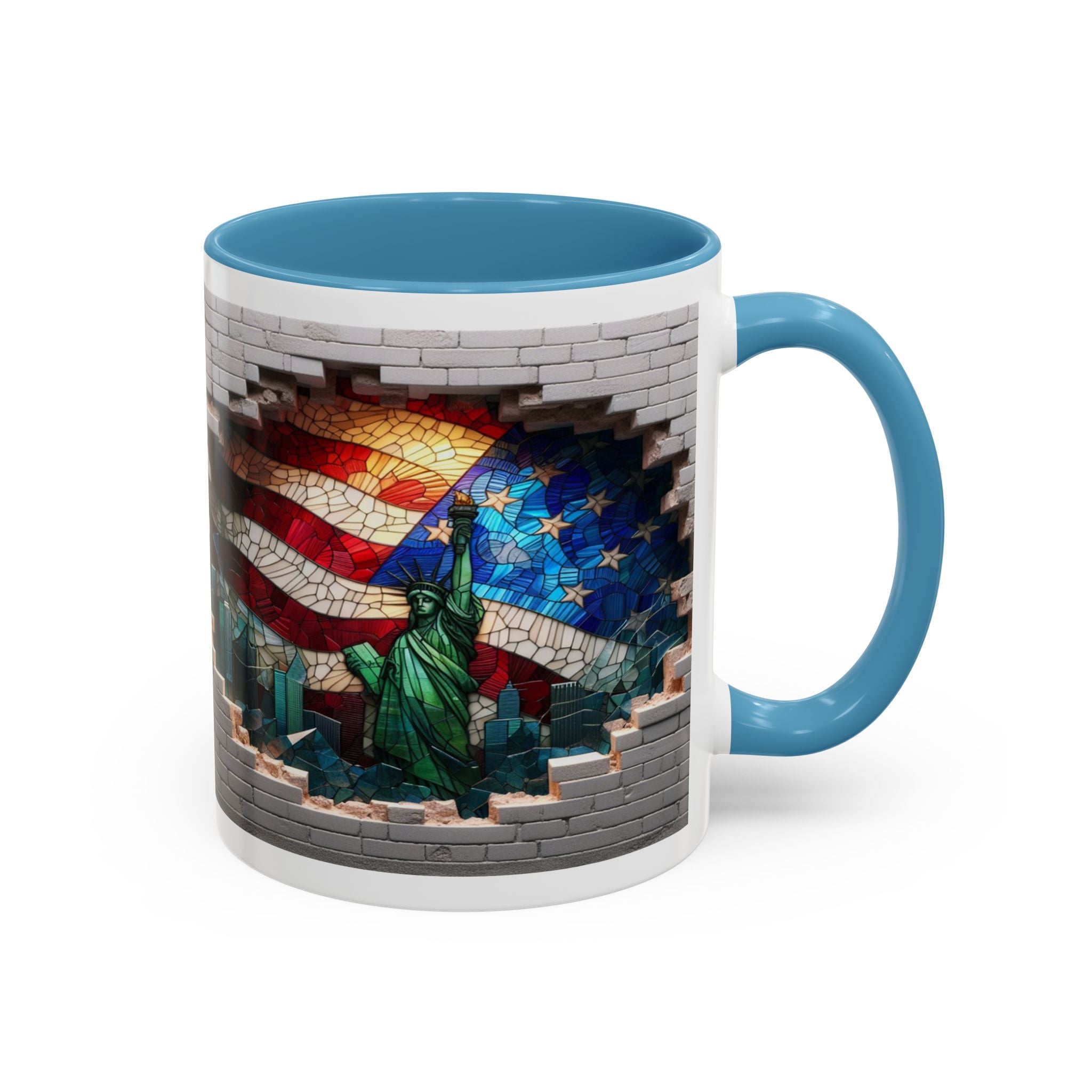American Flag & Statue of Liberty Accent Coffee Mug – Patriotic USA Ceramic Mug
