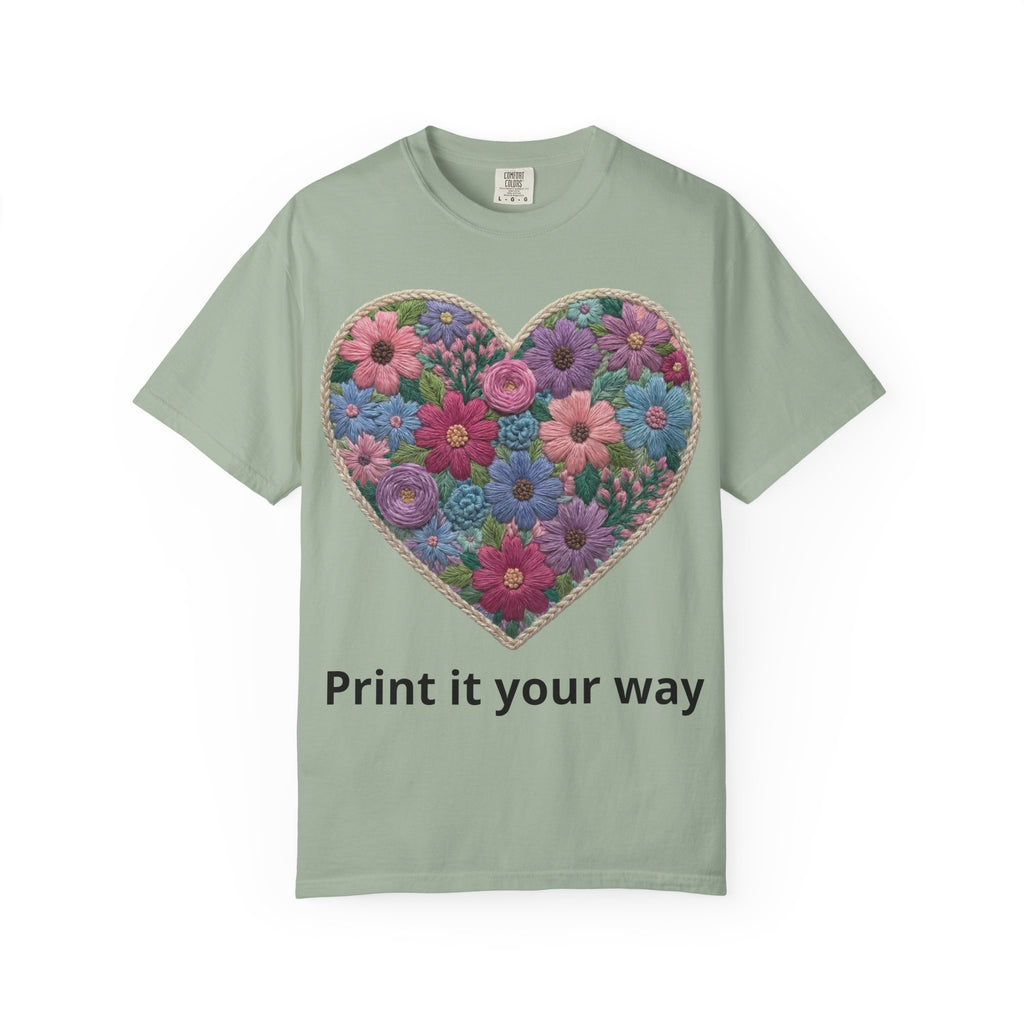 Floral Heart T-Shirt — Colorful Bouquet Heart Graphic (Print It Your Way)