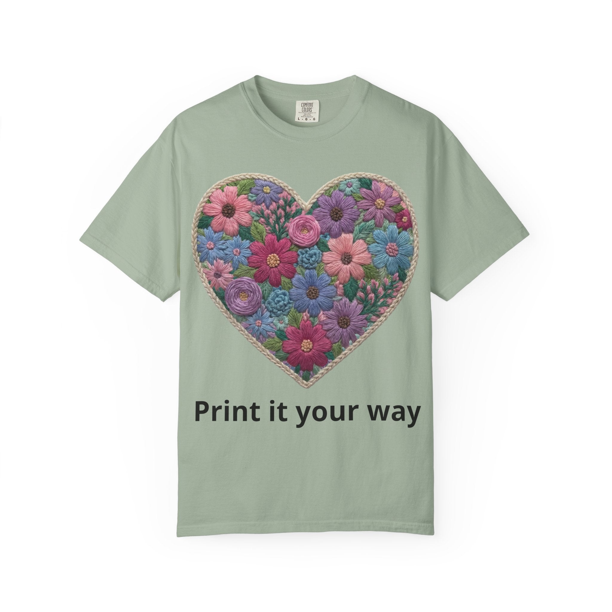 Floral Heart T-Shirt — Colorful Bouquet Heart Graphic (Print It Your Way)