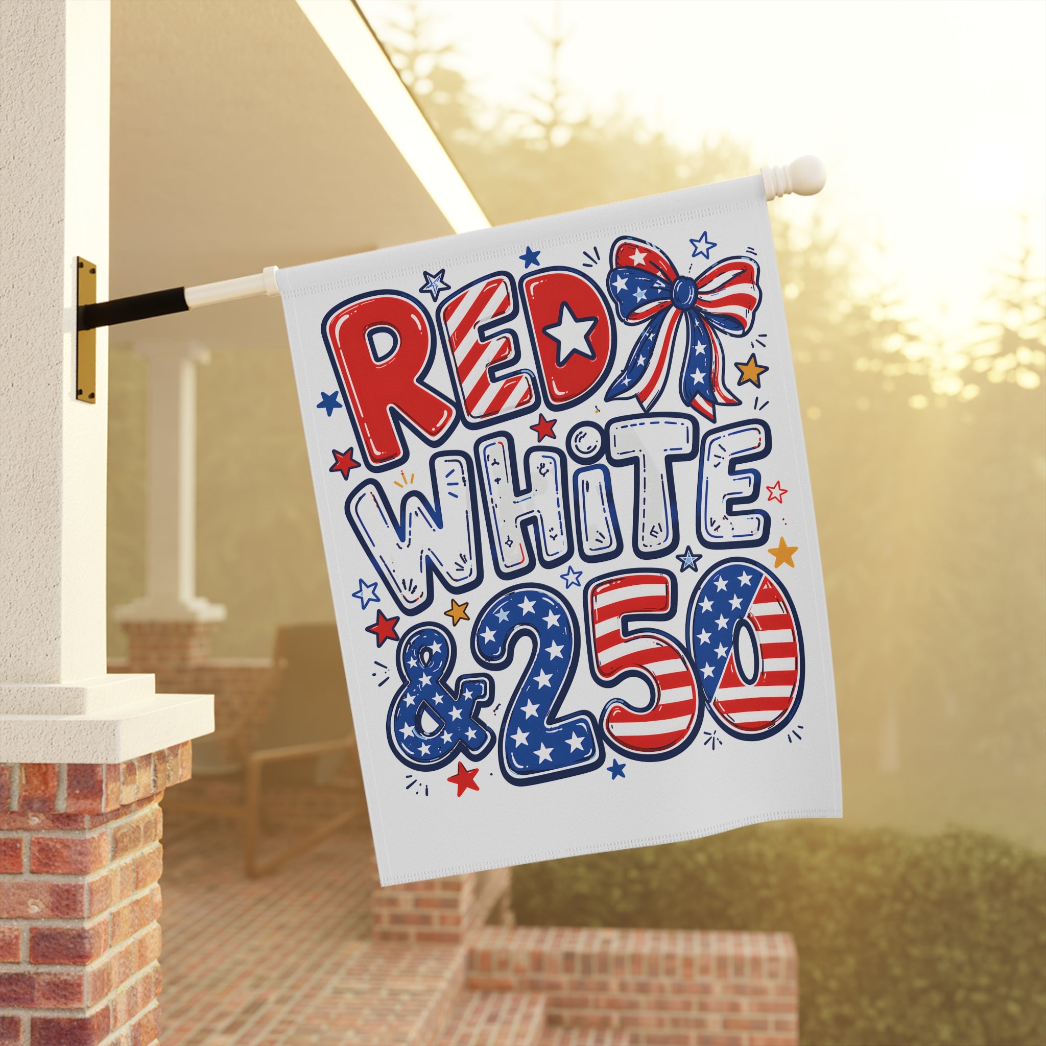 Patriotic Red White & 250 Garden Flag for Decor