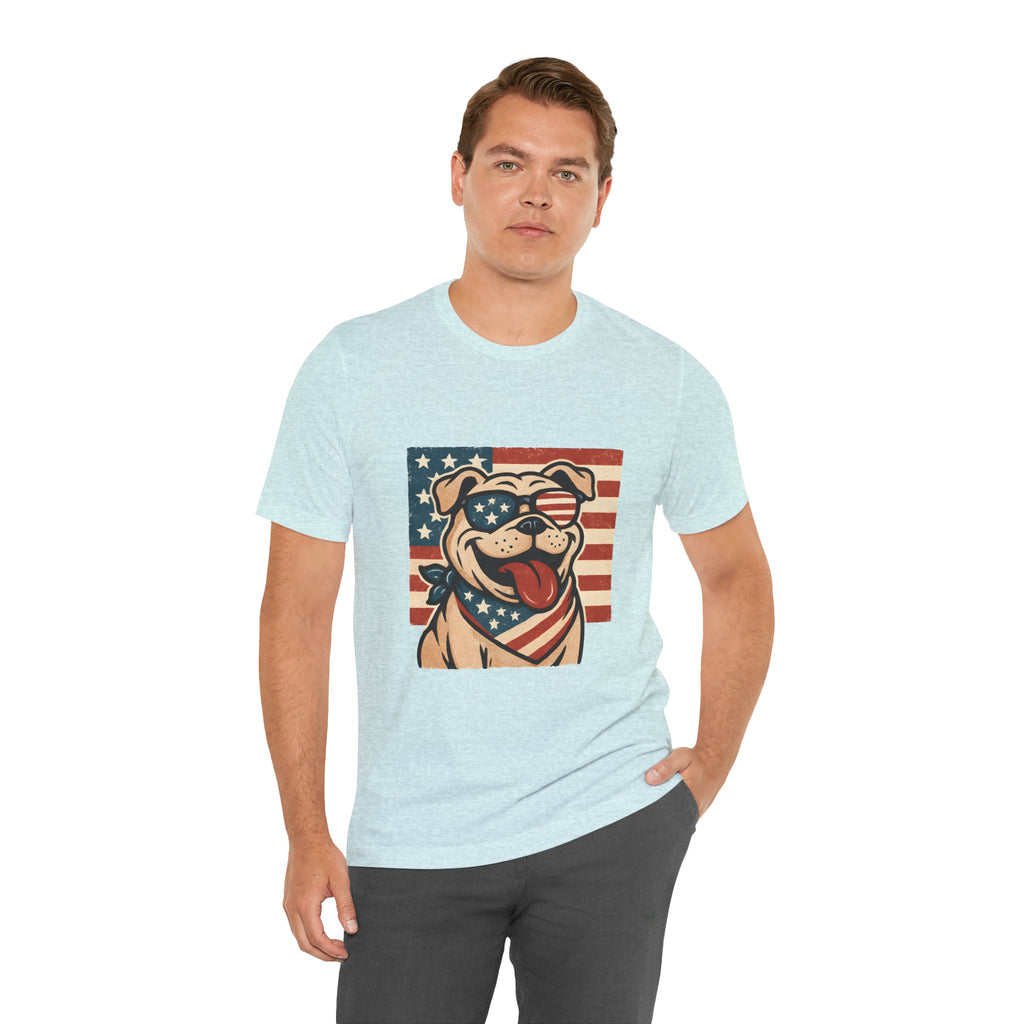 Dog's are Patriotic Too (American Flag, Funny 4th of July Shirt)