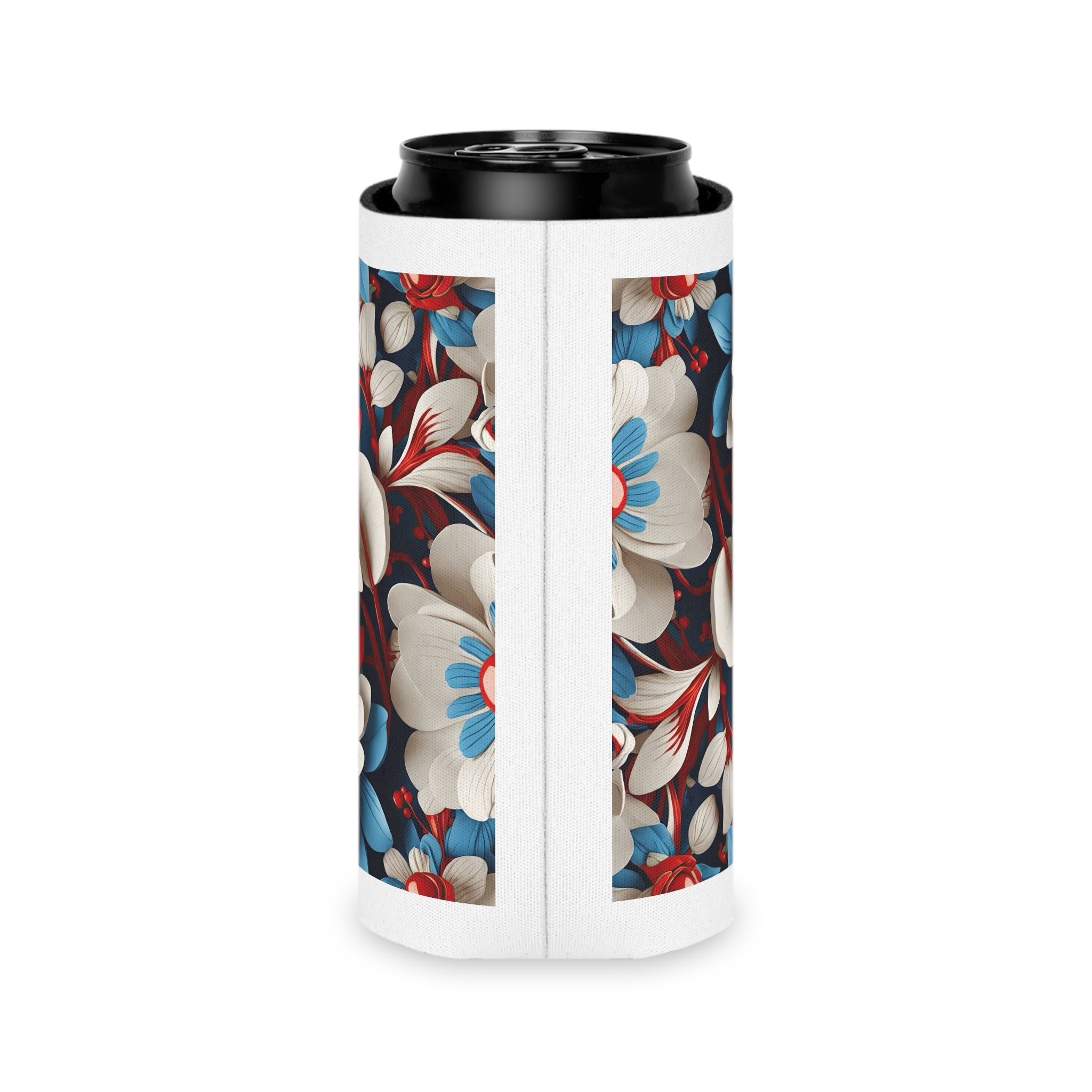 Floral Patriotic Can Cooler for Festive Gatherings