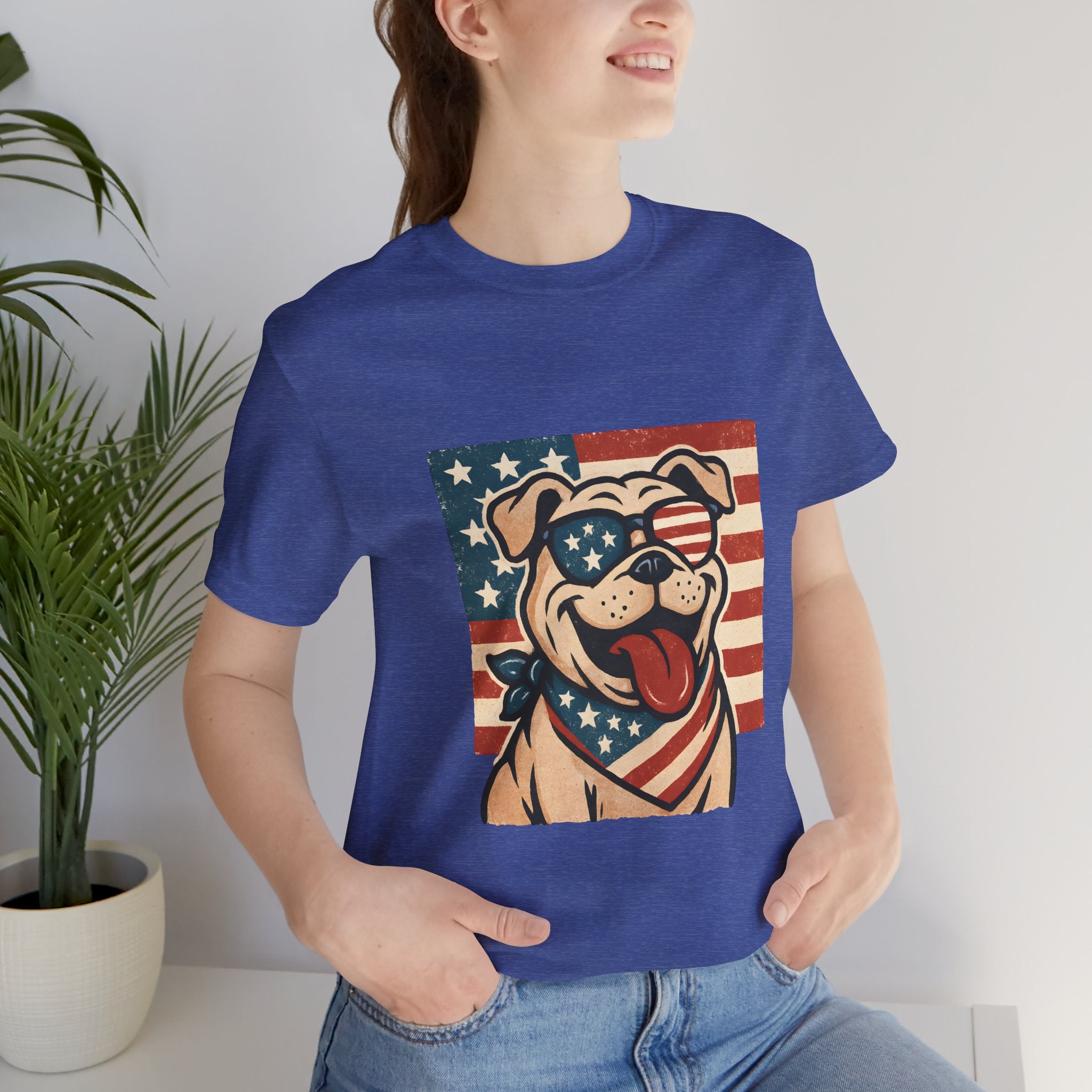 Dog's are Patriotic Too (American Flag, Funny 4th of July Shirt)