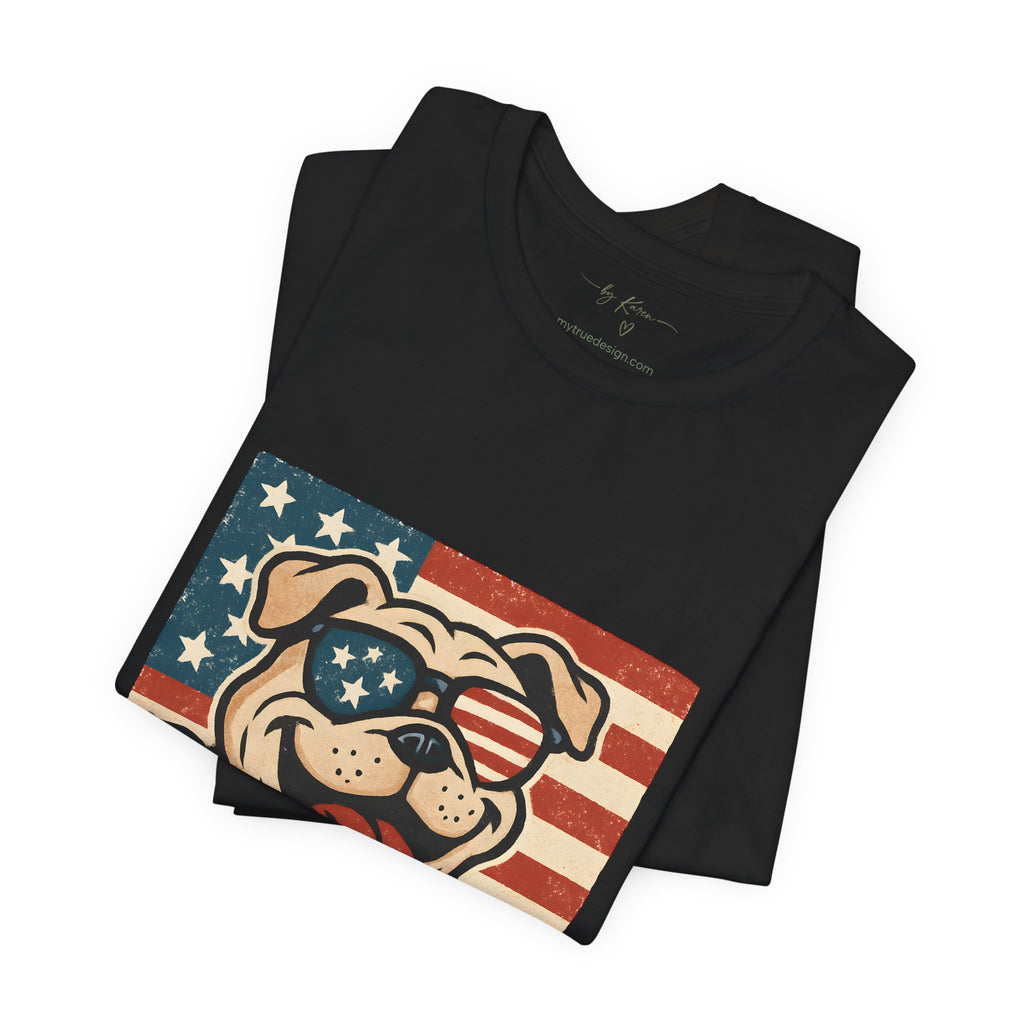 Dog's are Patriotic Too (American Flag, Funny 4th of July Shirt)