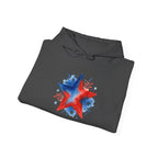 Patriotic Red & Blue Star Hoodie — 4th of July Firework Sweatshirt