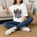 Christian Cross T-Shirt — "One Nation Under God" Patriotic Graphic Tee