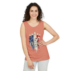 50 Years American Flag Castle Tank Top for Celebratory Wear