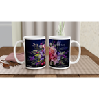 Floral mug with customizable text