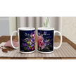 Floral mug with customizable text