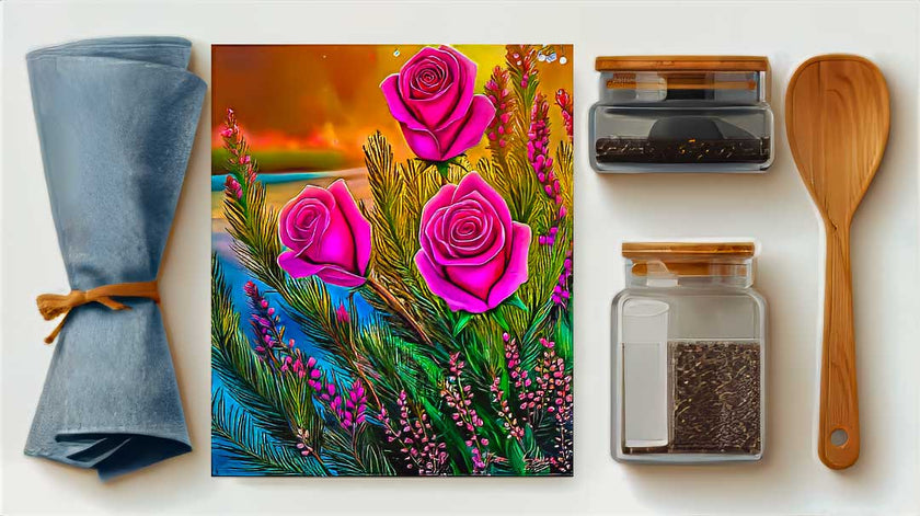 Charcuterie Cutting Board with Glass Art Design