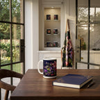 Floral mug on kitchen table