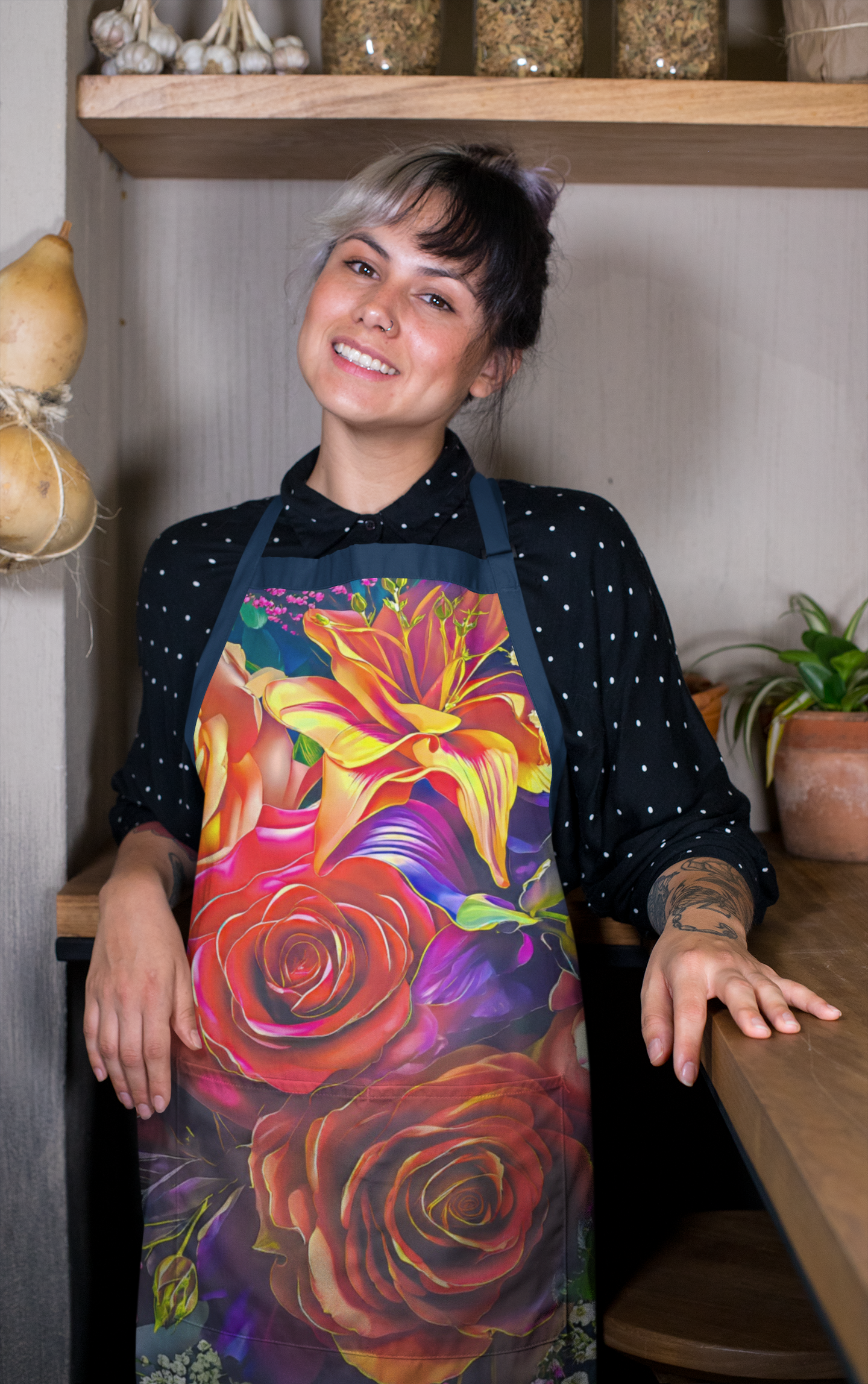 Regal Splendor I Midnight Garden Gala Artist’s Apron