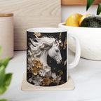 Baroque Black & Gold Ceramic Mug with Floral Pattern - My True Design