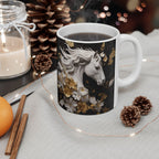 Baroque Black & Gold Ceramic Mug with Floral Pattern - My True Design