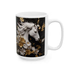 Baroque Black & Gold Ceramic Mug with Floral Pattern - My True Design