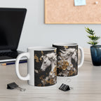 Baroque Black & Gold Ceramic Mug with Floral Pattern - My True Design