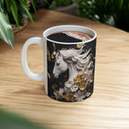 Baroque Black & Gold Ceramic Mug with Floral Pattern - My True Design