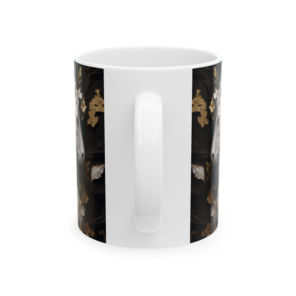 Baroque Black & Gold Ceramic Mug with Floral Pattern - My True Design