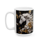 Baroque Black & Gold Ceramic Mug with Floral Pattern - My True Design