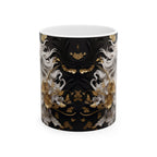Baroque Black & Gold Ceramic Mug with Floral Pattern - My True Design