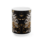 Baroque Black & Gold Ceramic Mug with Floral Pattern - My True Design