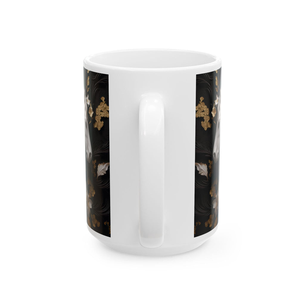 Baroque Black & Gold Ceramic Mug with Floral Pattern - My True Design