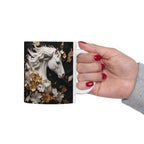 Baroque Black & Gold Ceramic Mug with Floral Pattern - My True Design