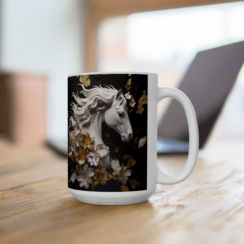 Baroque Black & Gold Ceramic Mug with Floral Pattern - My True Design