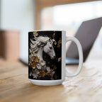 Baroque Black & Gold Ceramic Mug with Floral Pattern - My True Design
