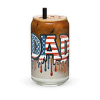 Patriotic Dad iced coffee glass with straw