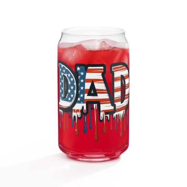Patriotic Dad drink glass with lid and straw for beverages