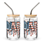Patriotic Dad glass with lid and straw for drinks