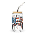 Patriotic Dad glass with straw and lid