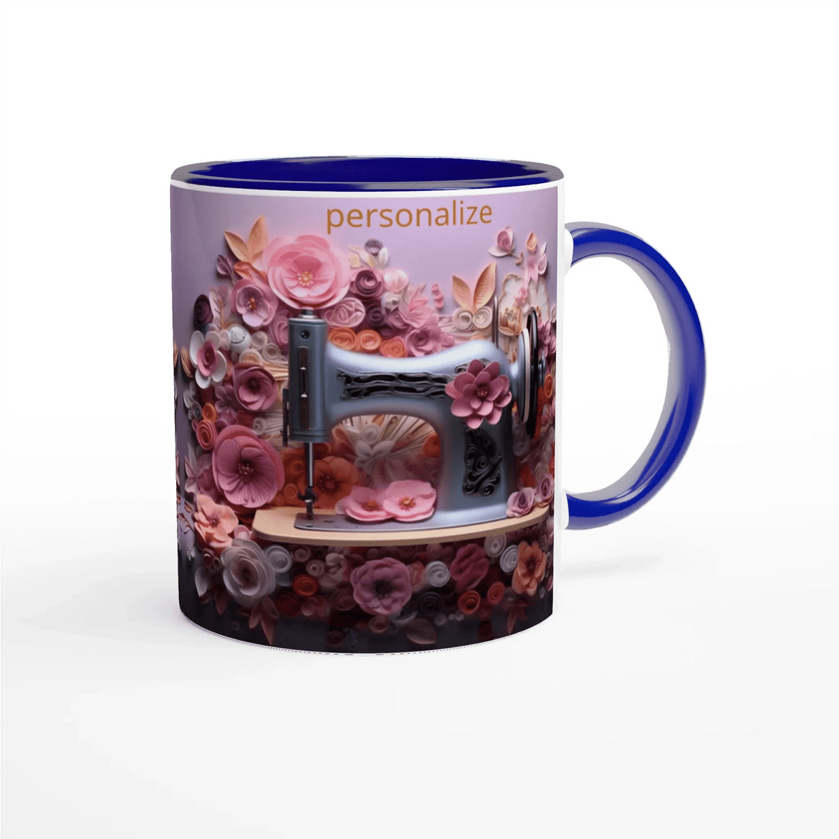 Ceramic Coffee Mug with Colored Rim and Handle - My True Design
