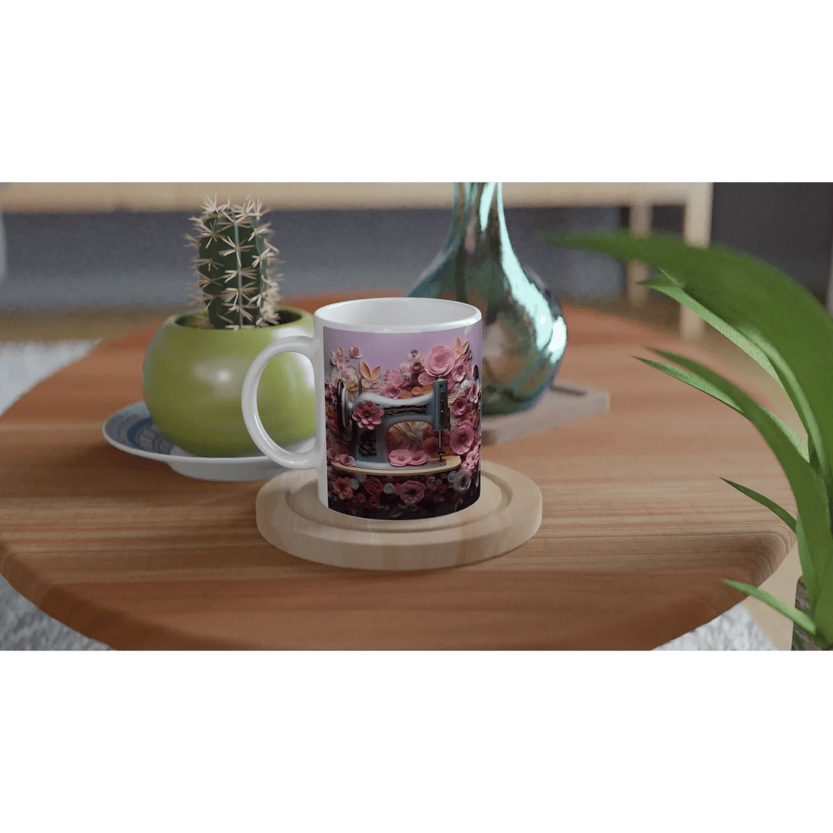 Ceramic Coffee Mug with Colored Rim and Handle - My True Design
