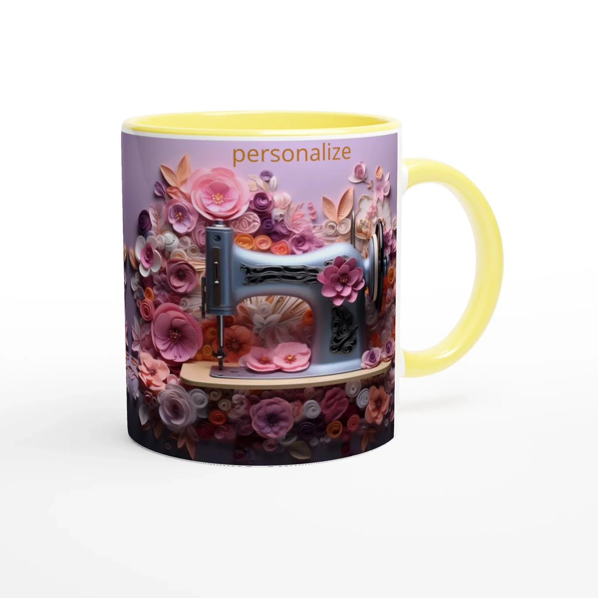 Ceramic Coffee Mug with Colored Rim and Handle - My True Design