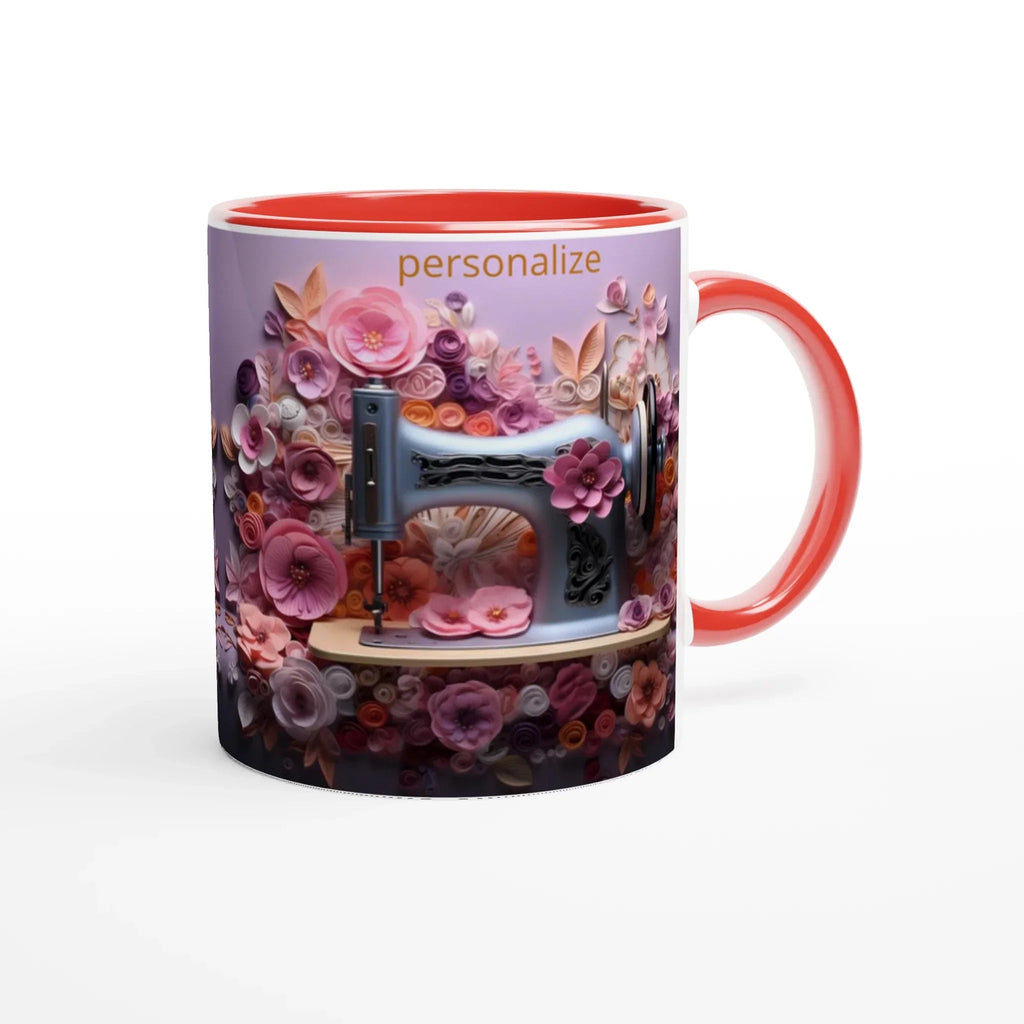Ceramic Coffee Mug with Colored Rim and Handle - My True Design